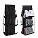 INHEMI Organizador de Bolsos para Colgar,Organizador para Armario con Gancho, 6 Bolsillos,Organizador de Bolsos Colgantes,Funda Transparente Antipolvo para Armario Guardarropa - Negro
