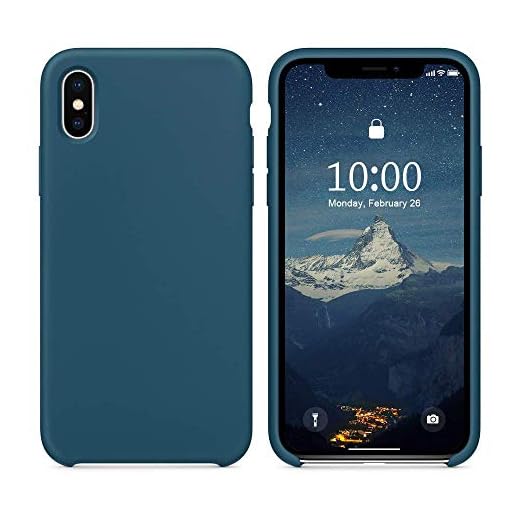 SURPHY iPhone Xs silikonfodral, iPhone X fodral, flytande silikongel gummi anti-repor 5,8 tum telefonfodral för iPhone XS/X, rymdblå