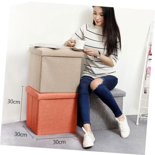 Tabouret de rangement orange IMIKEYA pliable pour petits espaces
