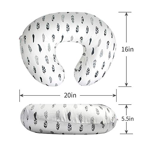 Alvababy Nursing Pillow Cover Slipcover,100% Organic Cotton,Soft And Comfortable,Feathers Design,Maternity Breastfeeding Newborn Infant Feeding Cushion Cover, Zt01 #TOP2