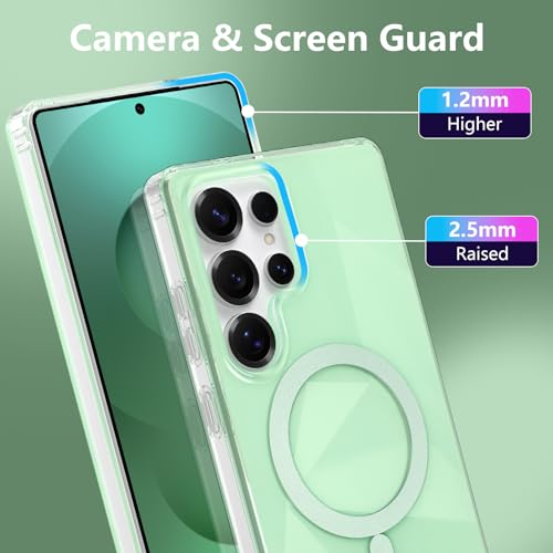 Image of Magnetic Case for Samsung Galaxy S25 Ultra [Compatible with Magsafe] [Anti-Yellowing] [1 Screen Protector] Shockproof Slim Iridescent Sparkly Case for Galaxy S25 Ultra 6.9 inch, Green