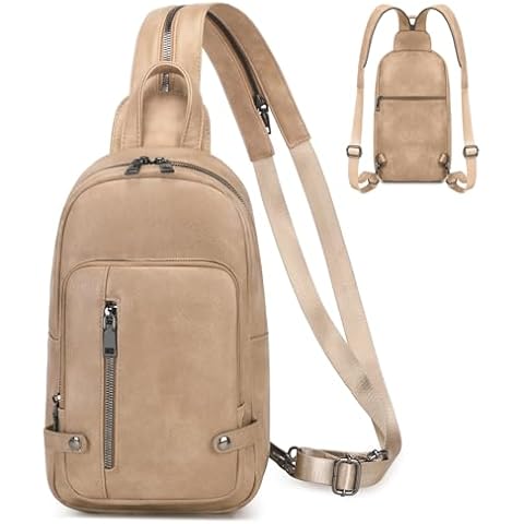 Eslcorri Crossbody Sling Backpack - Travel Sling Bag for Men Women Trendy Fanny Pack Causal Daypack Cross Body Shoulder Purse Leather Small Chest Bag with Zip Straps for Hiking Cycling Cover