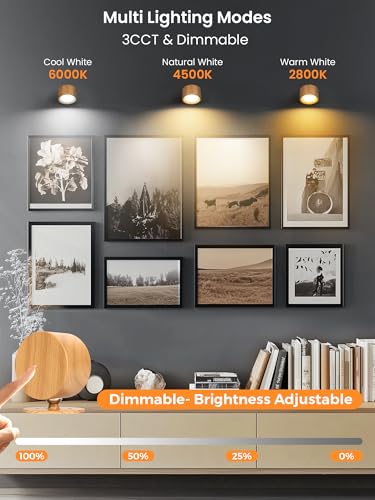 Image of AUDERWIN LED Magnetic Wall Lights Battery Operated Wall Cordless Sconces, 3 Color Temperatures & Dimmable, 360 Rotation Rechargeable Bedside Decor Wall Lamps Night Reading Lights for Bedroom