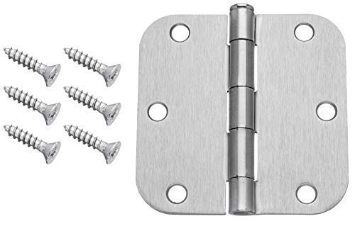 Dynasty Hardware 3-1/2" Door Hinges 5/8" Radius Corner, Satin Nickel (24 Pack) #TOP2