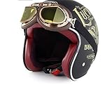 Género: unisex HUOYAN Casco De Moto Casco Retro con Gafas Vintage Moto (Color : Lucky 13, Size : XL)