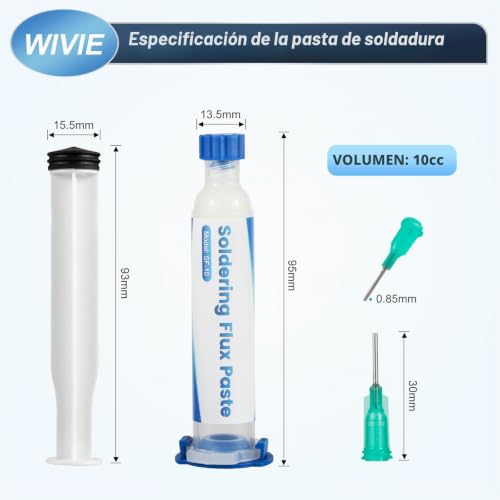 Miniatura 2 de Wivie Flujo De Pasta De Soldadura Sin Plomo 2 Paquetes Y Alambre De Desoldar De 2,5 Mm, Alambre De Desoldar De Cobre Puro Para Eliminación De Soldadura 1 Unidad