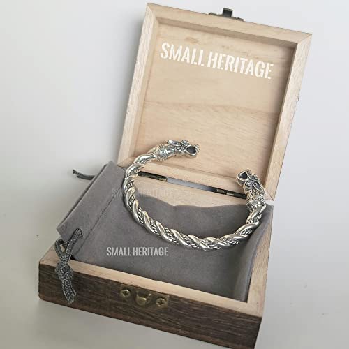 925 Sterling Silver Viking Bracelet Norse Cuff Medieval Style Arm Ring For Men3