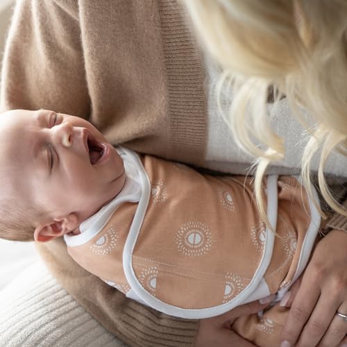 Image of aden + anais Essentials Easy Swaddle Wrap Quick Change with Bottom Zipper, Snug Cotton Knit Baby Wrap Swaddle Blanket for Newborns, TOG 1.0, 3-Pack, Keep Rising, 0-3 Months, Small /Medium