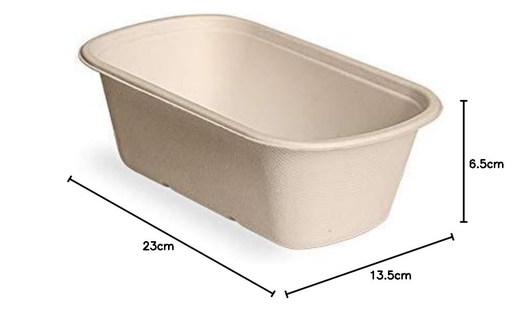 Lucgel Vaschette Termiche Monogusto Pulp con Coperchio, 750 gr, 23x13,5x6,5 cm, Polpa di Cellulosa e PLA, Confezione da 50 Pezzi