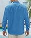 J.VER Men's Lightweight Linen Long Sleeve Shirts Casual Button Down Shirt Family Vacation Shirt with Pocket Cobalt Blue Medium