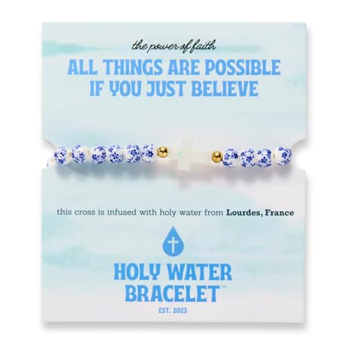 Holy Water Porcelain Cross Bracelet in Gold