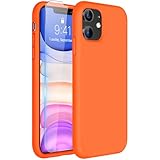 Miracase Designed for iPhone 11 Phone Case, with Screen Protector, Liquid Silicone Gel Rubber Full Body Drop Protection Shockproof Cover Phone Case for iPhone 11 6.1 inch, Orange