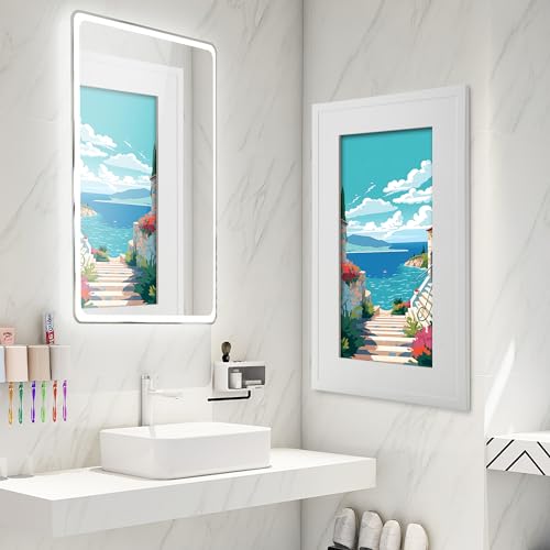 Concealed-Medicine-Cabinet-1424-Recessed-Picture-Frame-Medicine-Cabinet-Farmhouse-White-Wood-Frame-3-Shelves-100-Handmade-Fully-Assembled-Wall-Niche-Insert-For-BathroomBedroomHallwayWhite Concealed Medicine Cabinet 1424 Recessed Picture Frame Medicine Cabinet Farmhouse White Wood Frame 3 Shelves 100 Handmade Fully Assembled Wall Niche Insert For BathroomBedroomHallwayWhite