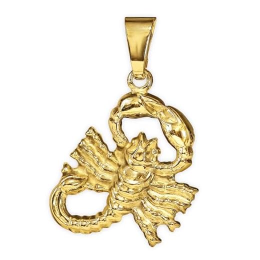 CLEVER SCHMUCK Sternzeichen Anhänger Skorpion Gold 13 x 14 mm 3D Form glänzend Sterling 925 im Etui creme
