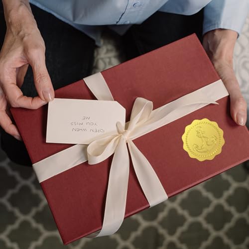 Peacoblue Adesivos de folha dourada selos âncora em relevo 5 cm 100 peças, adesivos autoadesivos em