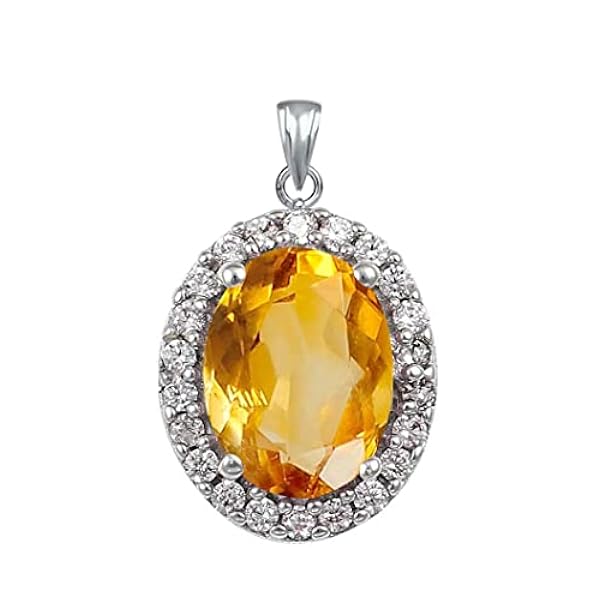 Tibetan Silver Ciondoli Argento Sterling 925 Zircone Pietre Preziose Citrino Genuino per Collane, Gioielli Moda Donna
