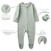 O2 BABY Baby Boys Girls Organic Cotton Zip Front Sleeper Pajamas, Footed Sleep 'n Play（Newborn, Sage）