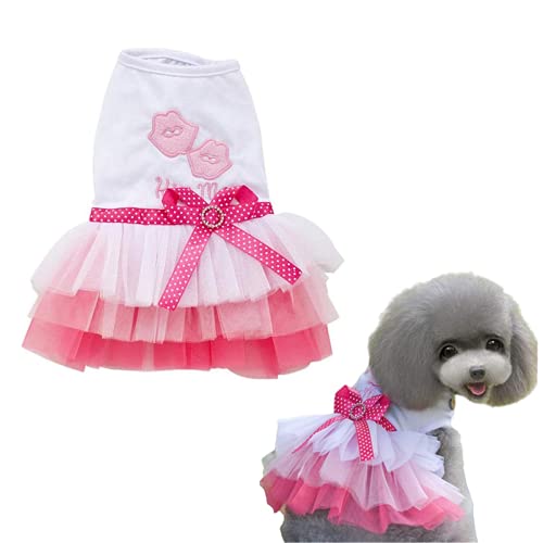 WPCASE Ropa Perros Vestido Lindo Perro Vestido De Princesa para Perros Verano para Mascotas Ropa Hermosa Mascotas Bowknot Elegante Sin Mangas del Perrito De La Falda Pink,M Cover