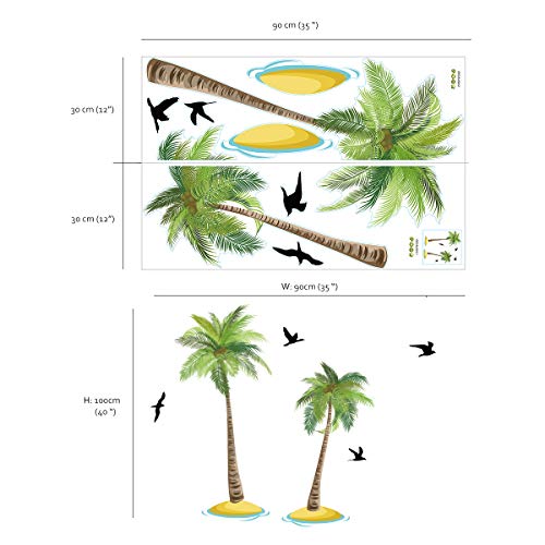 Runtoo Palm Tree Wall Decals Tropical Wall Art Stickers For Bedroom Living Room Home Décor #TOP4