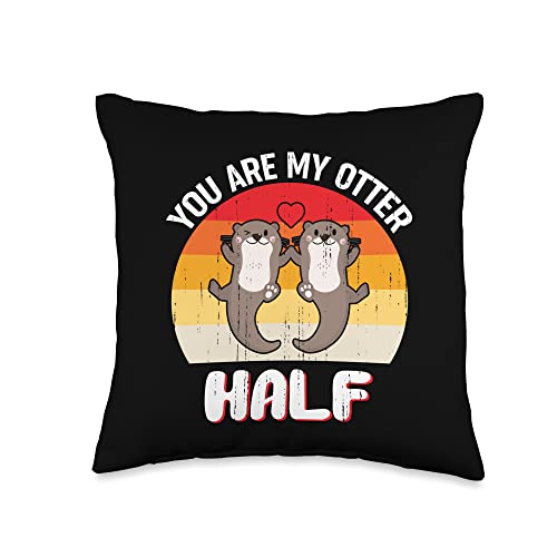Otter You Are My Otter Half Retro Vintage Otter Throw Pillow