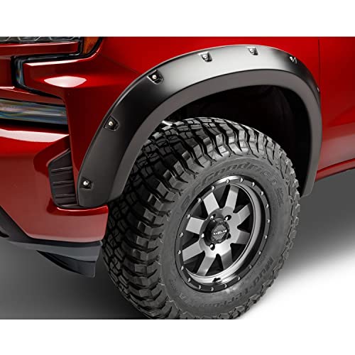 Bushwacker Pocket/Rivet Style Front Fender Flares | 2-Piece Set, Black, Smooth Finish | 40101-02 | Fits 2019-2021 Chevrolet Silverado 1500; 2022 Silverado 1500 Limited