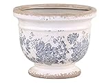  Chic Antique Melun Opal Übertopf Blumentopf mit Franz. Muster Blau Creme Vase Kanne Krug Pflanztopf Wasserdicht innen lasiert versch. Größen und Formen (Topf 65607-06 H14,5xØ17,5cm)