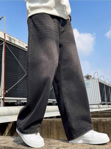 Image of GRECIILOOKS Men Jeans || Baggy Fit Jean's for Man || Loose Fit High Rise Denim || Stretchable Casual Wear Jean,s || Dance Rap Rapping Style Pant for Men || Denim Cotton Jeans