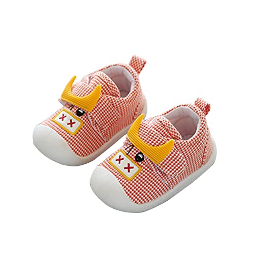 SIFANGPING Sapatos infantis pequenos sapatos de bebé de outono e inverno para homens e mulheres dos 0 aos 2 anos sapatos de bebé de interior antiderrapantes com sola fina, Tela cor-de-rosa M, 23/24 EU