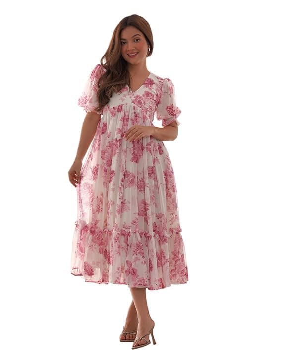 new chapter clothing Floral Print Tiered Midi Dress for Women, Frock Feminine and Eye-catching Design, Perfect for Seasonal Style-picture-17