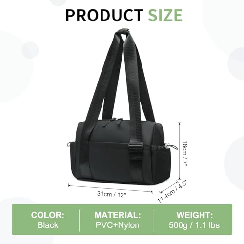 Mini Gym Tote Bag for Women Girls, Cute Fitness Gym Bag W/Wet Compartment Waterproof for Yoga Travel Workout Sport Bag, Black3