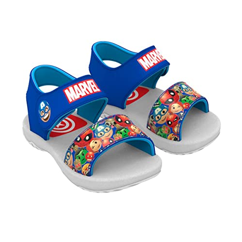 Sandália Marvel Little Heroes, Grendene Kids, Bebê Meninos, Cinza/Azul, 25