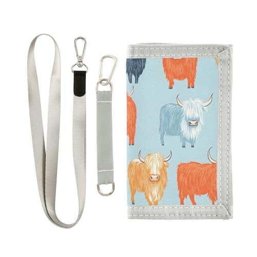 ALAZA Kids Wallets for Boys Girls Toddler Trifold Wallet Children Small Colorful Bison Cattle with Zipper Coin Pocket