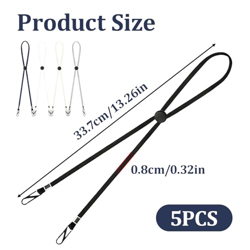 Yiranfuyao 5 PCS Adjustable Hat Strap Clips, Removable Chin Cord Adjustable Hat Chin Cords with Cord Locks for Outdoor Activities, Anti-Lost and Anti-Wind Golfing Fishing Boating Unisex