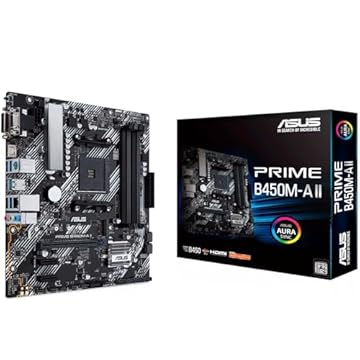 ASUS Placa-mãe Prime B450M-A II AMD AM4 (Ryzen 5000, 3ª/2ª/1ª geração Ryzen Micro ATX (128GB DDR4, 4400 O.C.), NVMe, HDMI 2.0b/DVI/D-Sub, USB 3.2 2, BIOS Flashback e Aura Sync)
