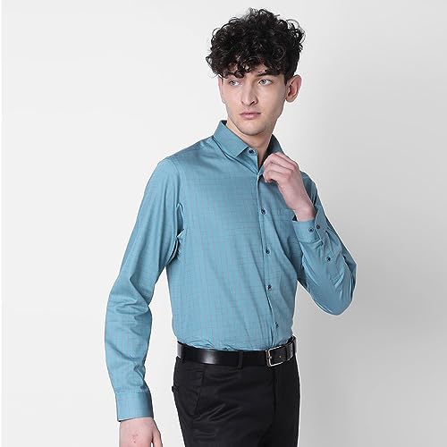 Image of J. HAMPSTEAD Cotton Regular Fit Checks Formal Shirt for Men (JS11151F)