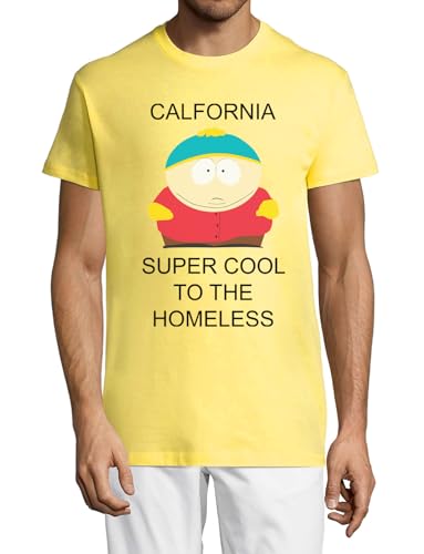 T-Shirt California Crew Neck Cotton Homme Jaune Col Rond Manches Courtes