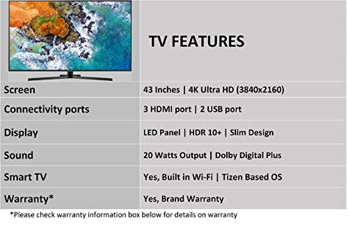 Image of Samsung 108 cm (43 inches) 7 Series 43NU7470 4K LED Smart TV (Black)