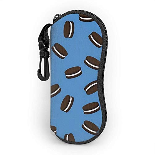 Preisvergleich Produktbild JSIPG Ultraleichte Sonnenbrillen-Tasche, tragbare Brillentasche, Brillenetui, Brillenetui mit Karabinerhaken, Gourmet Cookies Neopren Reißverschluss Sonnenbrillenetui