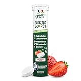ELECTROLYTES HYDRATATION - Electrolyte Punch Power - SANS SUCRE - Fabriqué en FRANCE- Vitamines, Minéraux, Magnesium - Pastille Hydratation Sport - 20 Pastilles Effervescentes Hydratation Fraise