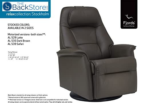 Fjords Stockholm Large Power Recline Swivel Swing Relaxer Recliner Chair In Al539 Safari Astro Line Premium Leather With In-Home Delivery And Setup #TOP1