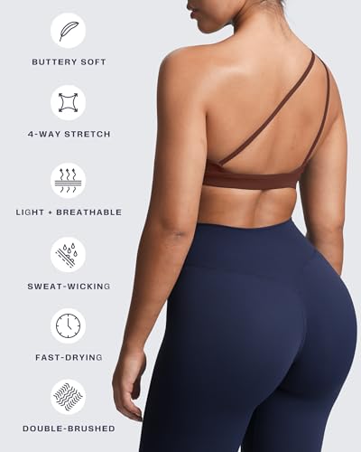 Image of Aoxjox Astoria One Shoulder Sports Bra | asymmetrical workout top, women's fitness training gym yoga crop tank, 4-way stretch, moisture-wicking