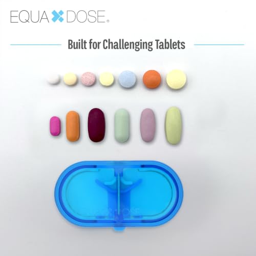 Image of EQUADOSE Pill Cutter, Double Stainless Steel Blade & Centering Device, Blue