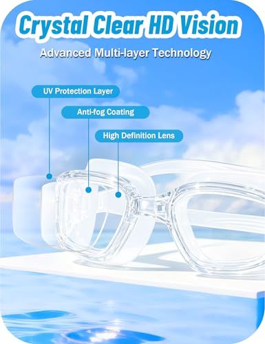 Image of Vvinca Kids Swim Goggles, Swimming Goggles for Kids 3-14 Anti-Fog UV Protection No Leak Pool Glasses for Boys Girls