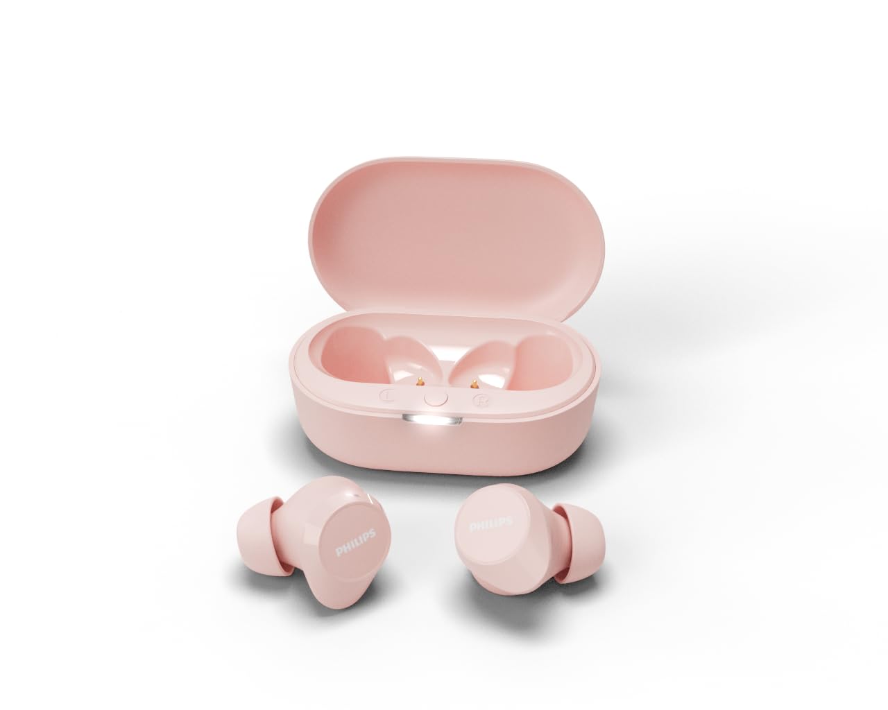 Philips TAT1209PK/00 True Wireless Earbuds, in-Ear Active Noise Cancelling Bluetooth v5.3 Earphones with Mic, 18H Play Time, Shank Shape, IPX4, Touch Controls & Charging Case for iPhone/iPad (Pink)