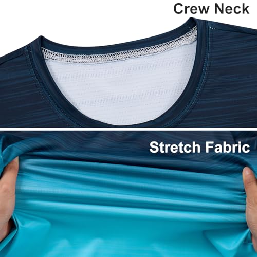 Cozople T Shirts for Men Athletic Running Dry Fit Gym Shirts Moisture Wicking Short-Sleeve Gradient Blue Tee Tops for Sports Workout L