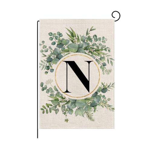 wyooxoo Monogram Letter N Floral Garden Flag 12x18 Inch Double Sided Outside Outdoor Family Last Name Initial Yard Flag
