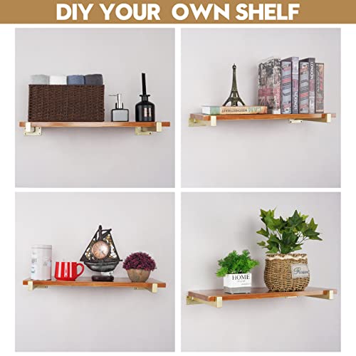 Addgrace Shelf Bracket 4Pcs Industrial Gold Bracket Heavy Duty Floating Shelf Bracket For Shelves Support Board (Gold) 10Inch #TOP6