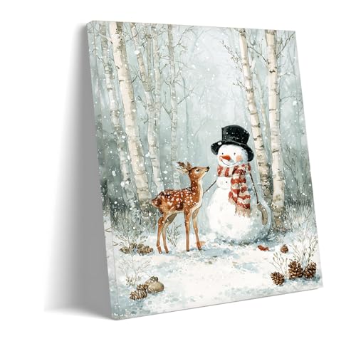 Toile murale forêt d'hiver pour salon cosy et chambre d'enfant scandinave