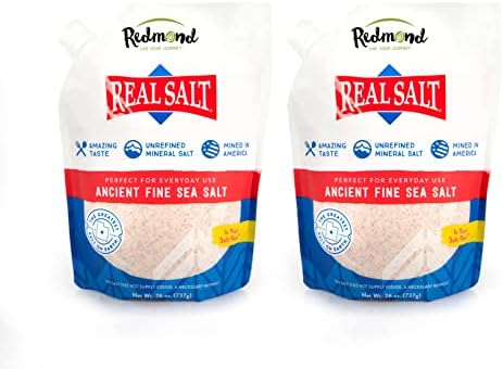 REDMOND Real Sea Salt - Gluten Free Fine, 26 Ounce Pouch (2 Packs)