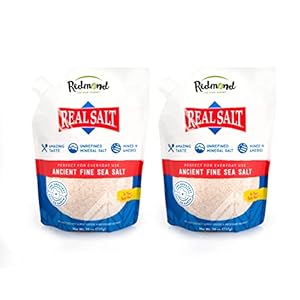 Redmond Real Salt – Ancient Fine Sea Salt, Unrefined Mineral Salt, 26 Ounce Pouch (2 Pack)